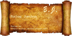 Balog Janina névjegykártya